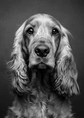 'Alma' the Golden Cocker Spaniel in Black and White Portrait