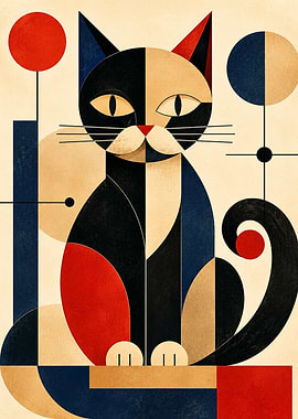 Geometric Cat Art