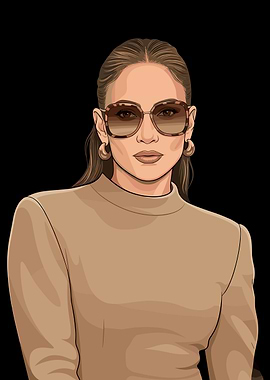 Jennifer Lopez in Sunglasses and Beige Top