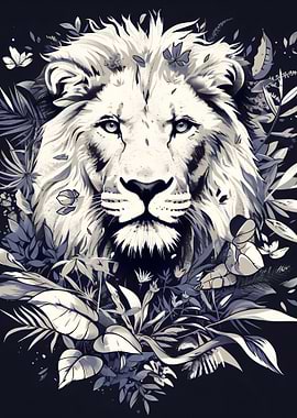 Majestic Lion in Lush Jungle