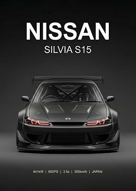 angry black Nissan Silvia S15 poster