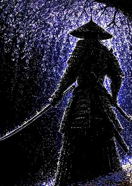 Samurai Warrior Under Cherry Blossoms