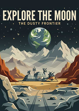 Explore the Moon Vintage Poster