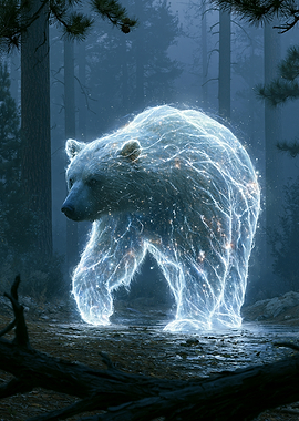 Spirit Bear in Misty Forest