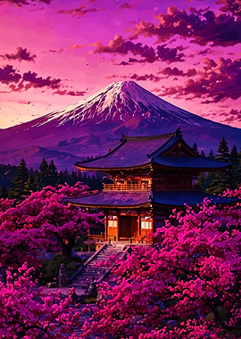 Mount Fuji and Cherry Blossoms