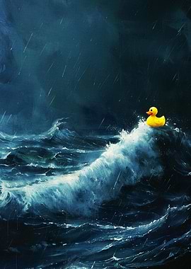 Rubber Duck in a Stormy Sea