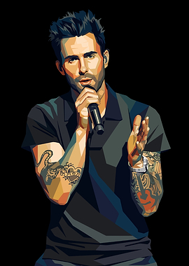 Adam Levine Singing with Microphone