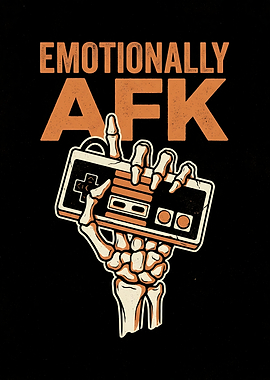 Gamer Print — Emotionally AFK Funny Poster, Framed Retro Gaming Wall Art
