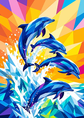 Dolphins leaping from water