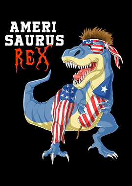 Ameri-saurus Dinosaur Rex with Fireworks
