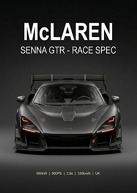 angry black McLaren Senna GTR Race poster