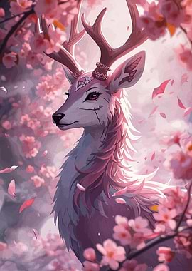 Fantasy Deer in Cherry Blossoms
