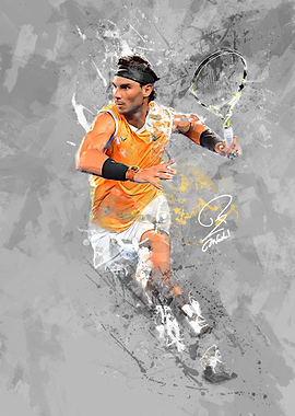 Rafael Nadal Tennis Action Painting