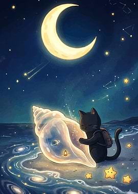 Black Cat in a Cosmic Seashell