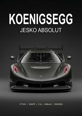 angry black Koenigsegg Jesko Absolut poster
