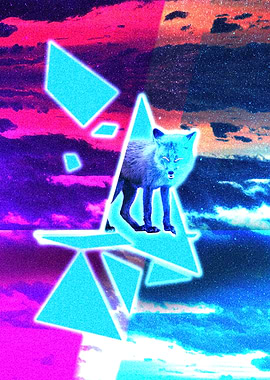 Neon Fox in Geometric in Star Space