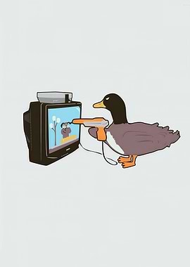 Duck playing a video game