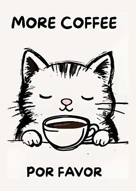 Cute Cat with Coffee