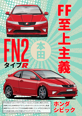 Red Honda Civic Type R FN2 Poster