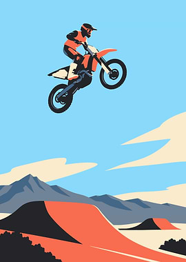 Motocross Rider Mid-Air Jump