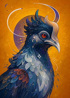 Mystical Celestial Bird Portrait