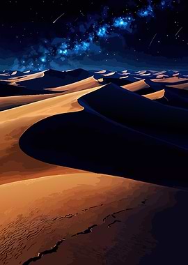 Desert Dunes Under Starry Night Sky
