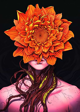 Surreal Floral Head Portrait