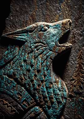 Howling Wolf Stone Relief Art