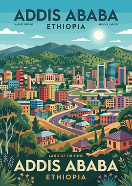 Addis Ababa Cityscape Poster