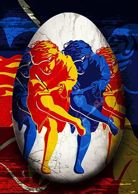 Pop Art Egg with Dancing Figures