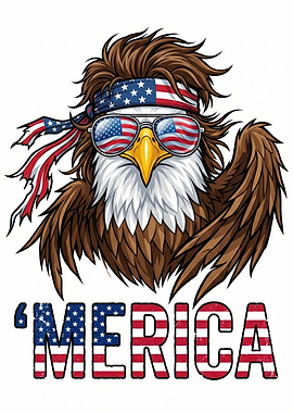 Cool Eagle with American Flag
