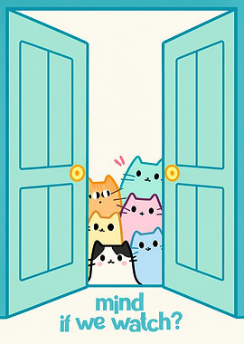 Cute Cats Peeking Through Doors