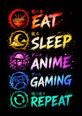 Eat Sleep Anime Gaming Repeat