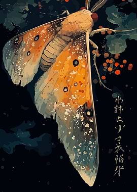 Moth with Orange and White Wings