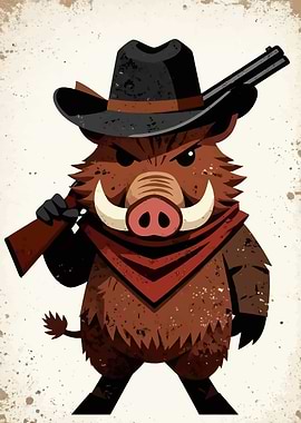 Wild West Boar with Rifle