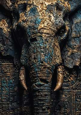 Ancient Elephant Stone Relief Art