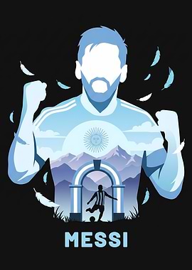 Lionel Messi Silhouette with Landscape