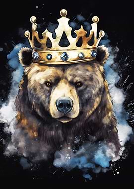 Bear King Crown Watercolor