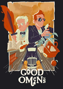 Good Omens Poster with Characters and Car