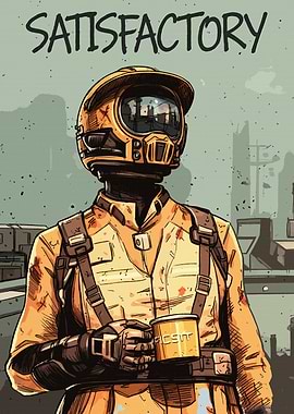 Satisfactory Game Character with Coffee