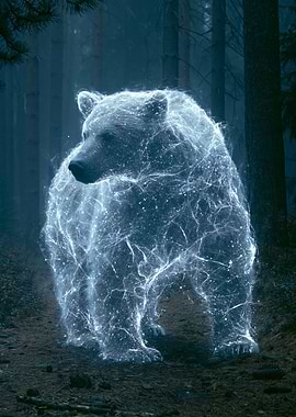 Spirit Bear in Misty Forest