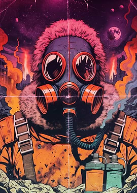 Post-apocalyptic gas mask character