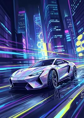 Midnight Neon Velocity Cyberpunk Supercar