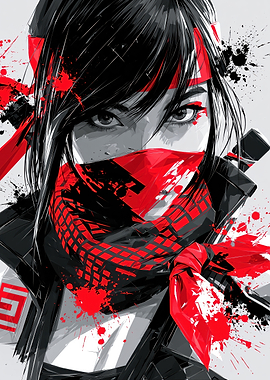 Shadow Kunoichi – Anime Ninja Girl with Red Mask
