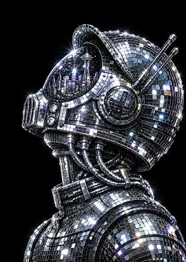 Disco Astronaut with City Reflection