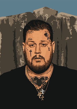 Pixelated Portrait of a Man with Tattoos