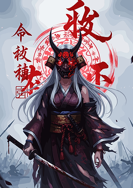 Oni Masked Warrior with Katana