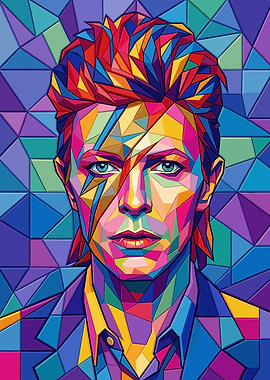 David Bowie Stained Glass Portrait