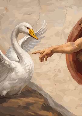 The Creation of Adam with a Swan