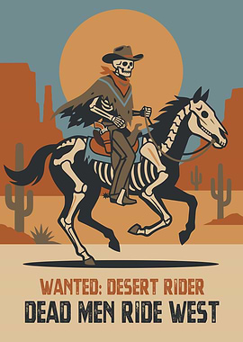 Skeleton Cowboy Riding a Skeleton Horse